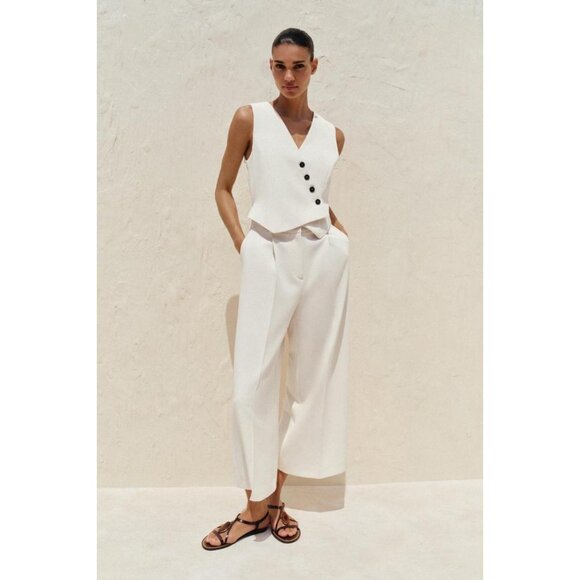 ZARA WIDE WAISTCOAT JUMPSUIT - Picture 2 of 10